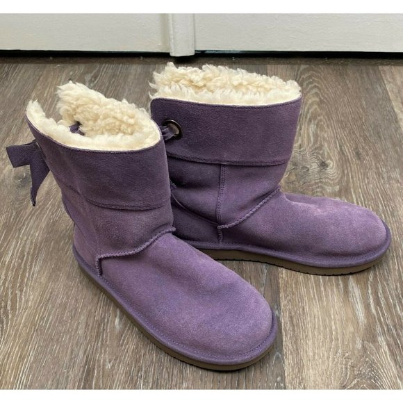 New KOOLABURRA BY UGG Andrah Suede Leather Short Boot Sz 2 Y  Big Girls Purple - Picture 2 of 12